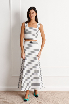 белая юбка с расширением к низу из трикотажа, стиль casual ANNETE A1141 - фото 1