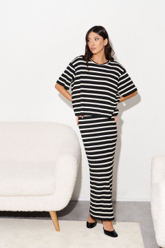 черные трикотажные юбки с полосками, прилегающего силуэта ANNETE A1156 - фото 4