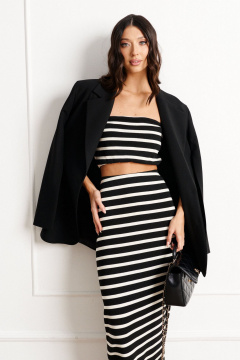 черные трикотажные юбки с полосками, прилегающего силуэта ANNETE A1156 - фото 3