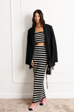 черные трикотажные юбки с полосками, прилегающего силуэта ANNETE A1156 - фото 2