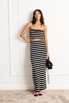 черные трикотажные юбки с полосками, прилегающего силуэта ANNETE A1156 - фото 1