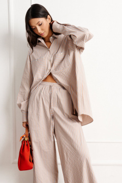 Брюки из текстиля бежевого цвета на каждый день ANNETE A1176 - фото 4