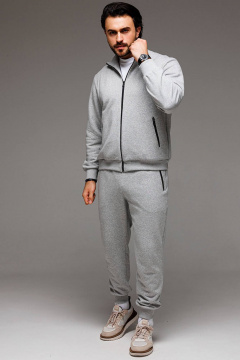 Серые трикотажные брюки палаццо с боковыми карманами GO M3061/50-04 - фото 4