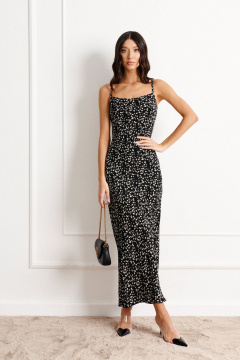 Платье на каждый день из текстиля черное ANNETE A3496 - фото 1