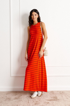 Платье оранжевое полуприлегающего силуэта с полосками ANNETE A3501 - фото 2
