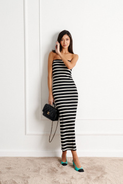 Черное трикотажное платье свободного силуэта ANNETE A3503 - фото 2