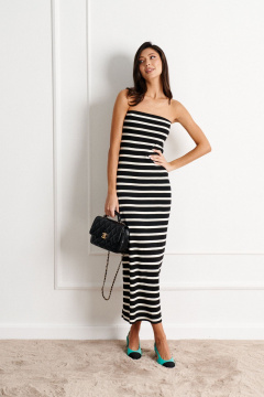 Черное трикотажное платье свободного силуэта ANNETE A3503 - фото 1