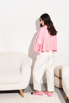 Розовая рубашка из текстиля для повседневной носки ANNETE A854 - фото 3