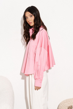 Розовая рубашка из текстиля для повседневной носки ANNETE A854 - фото 4