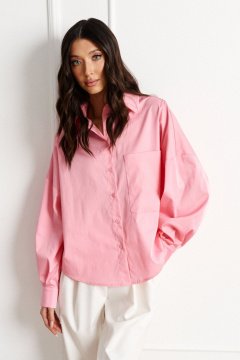 Розовая рубашка из текстиля для повседневной носки ANNETE A854 - фото 2
