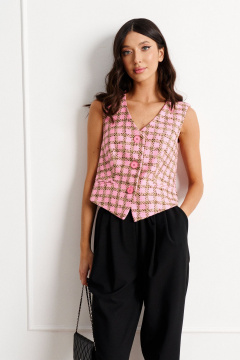 Демисезонный жилет из клетчатого фактурного полотна ANNETE A5265 - фото 4