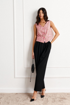 Демисезонный жилет из клетчатого фактурного полотна ANNETE A5265 - фото 5