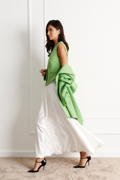 Демисезонный жилет из светло-зеленого текста с прорезными карманами ANNETE A5273 - фото 3