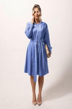 Платье трапециевидного силуэта с кокеткой и съемным поясом Golden Valley 4938 синий - фото 1