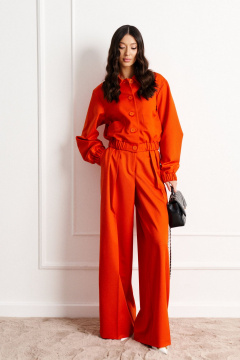 Кэжуальные оранжевые брюки прямого кроя со сборкой ANNETE A1131 - фото 1
