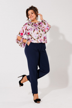 Деловые зауженные сине-черные брюки из вискозы Anelli 1413 синий(дипломат) - фото 3