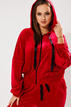 Костюм из бархата толстовка и брюки с высокой посадкой Anelli 1305 фуксия - фото 3