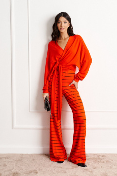 Демисезонный оранжевый джемпер с декоративными завязками ANNETE A830 - фото 1