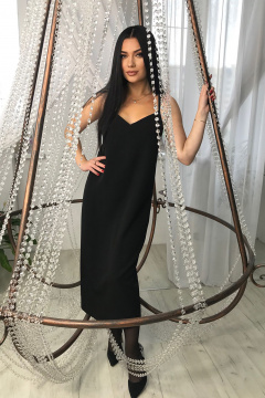 Круглогодичное черное платье миди с открытой спинкой AVEEVA 5134 - фото 2