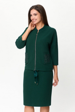 Зеленый комплект из жакета и юбки из трикотажа DaLi 2423 зелень - фото 2