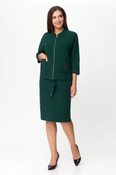 Зеленый комплект из жакета и юбки из трикотажа DaLi 2423 зелень - фото 1