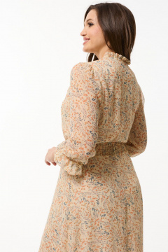 Свободное платье из шифона с резинкой по линии талии Mislana А897 беж - фото 4