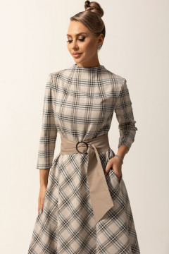 Нарядное платье с нагрудными вытачками и карманами Golden Valley 4756-2 серо-бежевый - фото 3