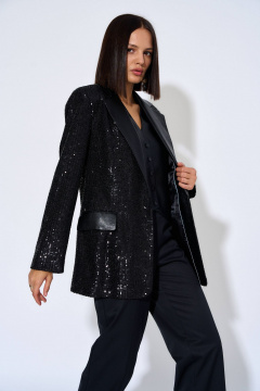 Демисезонный жакет из костюмной ткани с пайетками AG Green G490/4 - фото 1