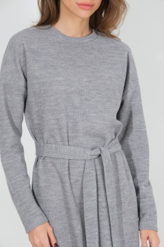 Демисезонное платье из трикотажа с классическим стилем Luitui R1089 серый - фото 4