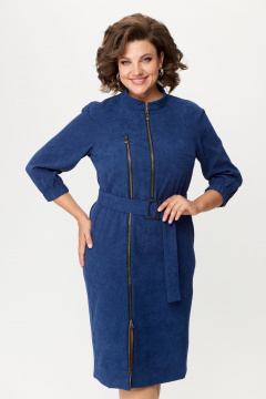 Платье из вельвета полуприлегающего силуэта с молниями Bonna Image 861 синий - фото 5