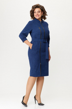 Платье из вельвета полуприлегающего силуэта с молниями Bonna Image 861 синий - фото 3