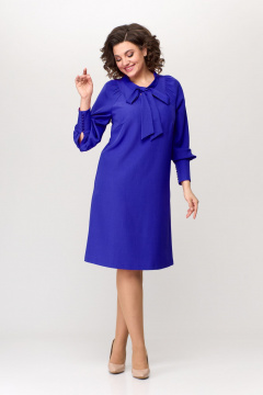 Элегантное платье А-силуэта с бантом из текстиля Bonna Image 897 василек - фото 4