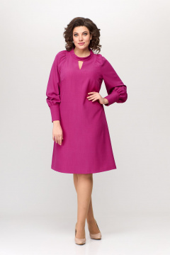Платье А-силуэт короткий рукав съемный бант Bonna Image 897 фуксия - фото 1