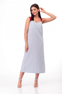 Белый летний сарафан из хлопка с регулируемыми бретелями Anelli 719 светлый - фото 3