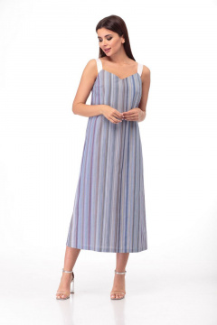 Сарафан из хлопка свободный с регулируемыми бретелями Anelli 719 синий_тон - фото 2