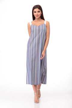 Сарафан из хлопка свободный с регулируемыми бретелями Anelli 719 синий_тон - фото 1