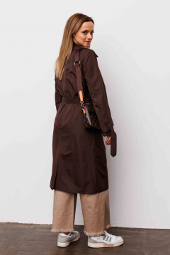 Коричневый тренч из плащёвой ткани для демисезона AURA otd 7034 шоколадный - фото 3