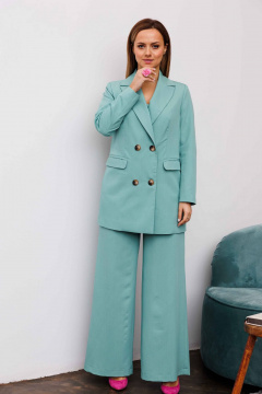 Костюм 2-ка из текстиля с брюками и жакетом AURA otd 9203 шалфей - фото 4