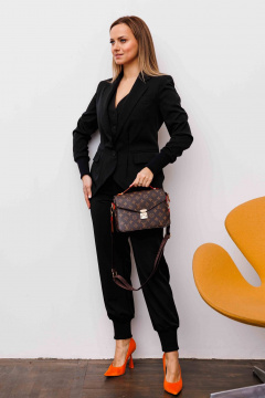 Костюм 2-ка из текстиля с брюками и жакетом AURA otd 9205 черный - фото 1