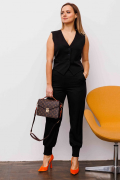 Костюм 2-ка из текстиля с брюками и жилетом AURA otd 9206 черный - фото 5