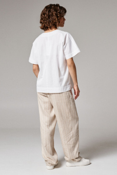 Белая хлопковая блуза прямого силуэта с коротким рукавом Панда 174240w белый - фото 5