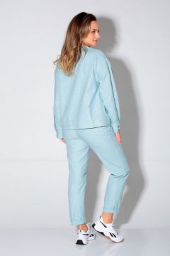 Демисезонный комплект куртка и брюки зауженного кроя из текстиля Liona Style 893 лазурный - фото 2