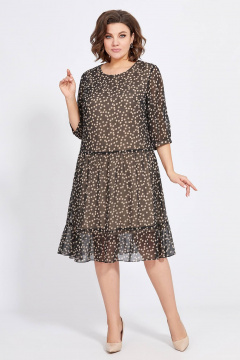 Платье из шифона с оборкой и горошком для романтичного образа Bazalini 4857 - фото 1