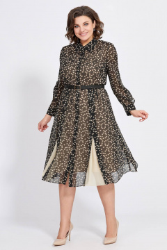 Платье-рубашка с принтом горох и поясом из шифона Bazalini 4888 - фото 5