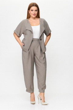 Серлый женский костюм из льна-вишера с укороченным жакетом Michel chic 1337/1 бейлис - фото 5