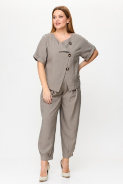 Серлый женский костюм из льна-вишера с укороченным жакетом Michel chic 1337/1 бейлис - фото 4