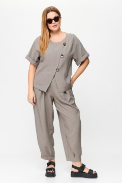 Серлый женский костюм из льна-вишера с укороченным жакетом Michel chic 1337/1 бейлис - фото 1