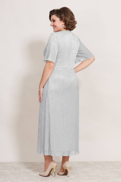 Серое платье с воланами, плиссировка, эффектное для мероприятия Mira Fashion 5393-3 - фото 2