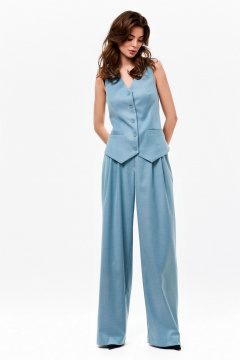 Костюм 2-ка жилетка и брюки палаццо с отстрочками KaVaRi 8022.2 голубой - фото 2