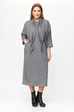 Платье футер с рельефными выточками и карманами Michel chic 2157 графит,блеск - фото 4